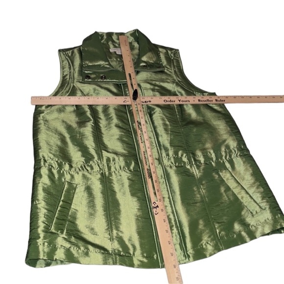 Coldwater Creek size medium lime green vest zipper & snaps front with pockets - Picture 3 of 13